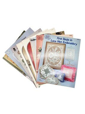 Vintage 1984 Lot of 8 Lace Embroidery and Net Darning Pattern Craft Books